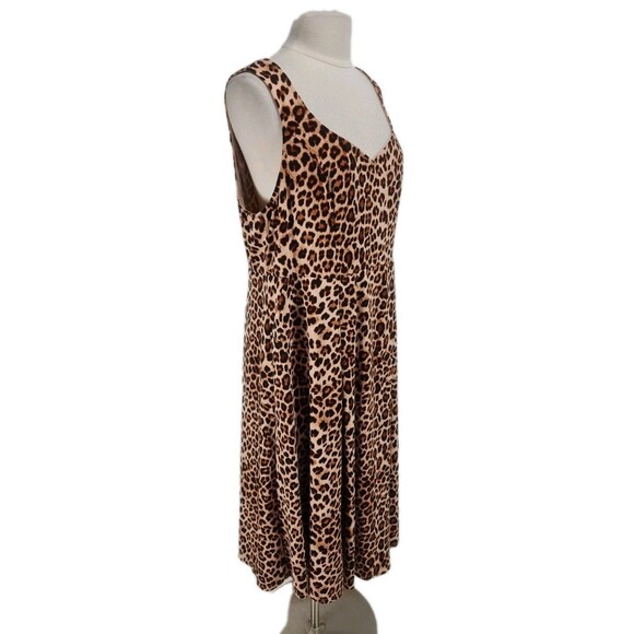 TORRID Women Plus Sz 3X Leopard Print Mini Fit Flare Dress Knit Sleeveless 20NA - Picture 2 of 6